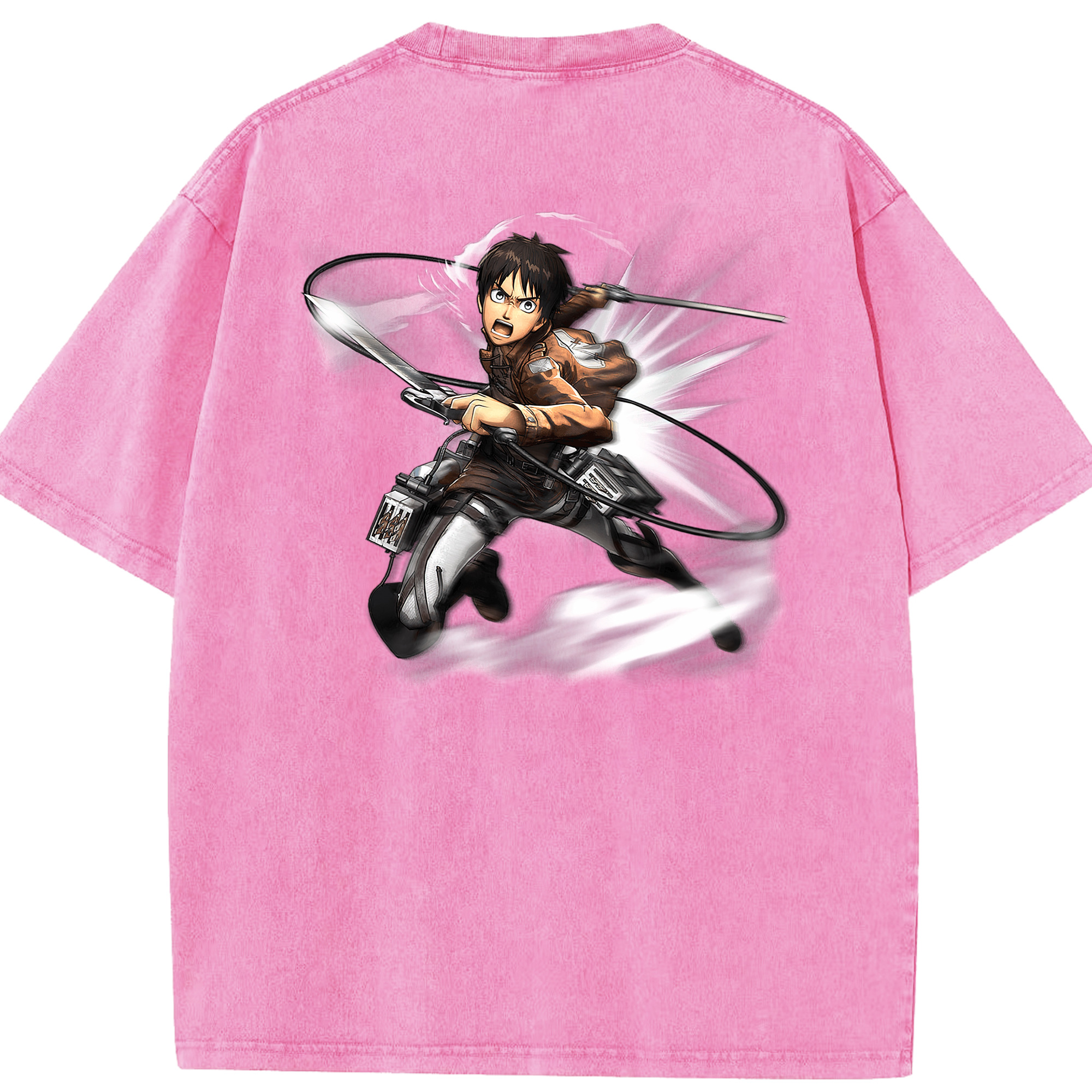 （画像用） 進撃の巨人 エレン･イェーガー Attack on Titan Eren Jäger 綿100% ヴィンテージ風 半袖Tシャツ（背面プリント）